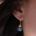 Labradorite Tear Drop Earrings ~ Jewelry ~ 18k Gold Plated ~ Natural ~ Minimalist Everyday ~ Gift for Her ~ Boho ~ Hippie ~ ME187
