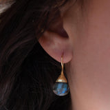 Labradorite Tear Drop Earrings ~ Jewelry ~ 18k Gold Plated ~ Natural ~ Minimalist Everyday ~ Gift for Her ~ Boho ~ Hippie ~ ME187