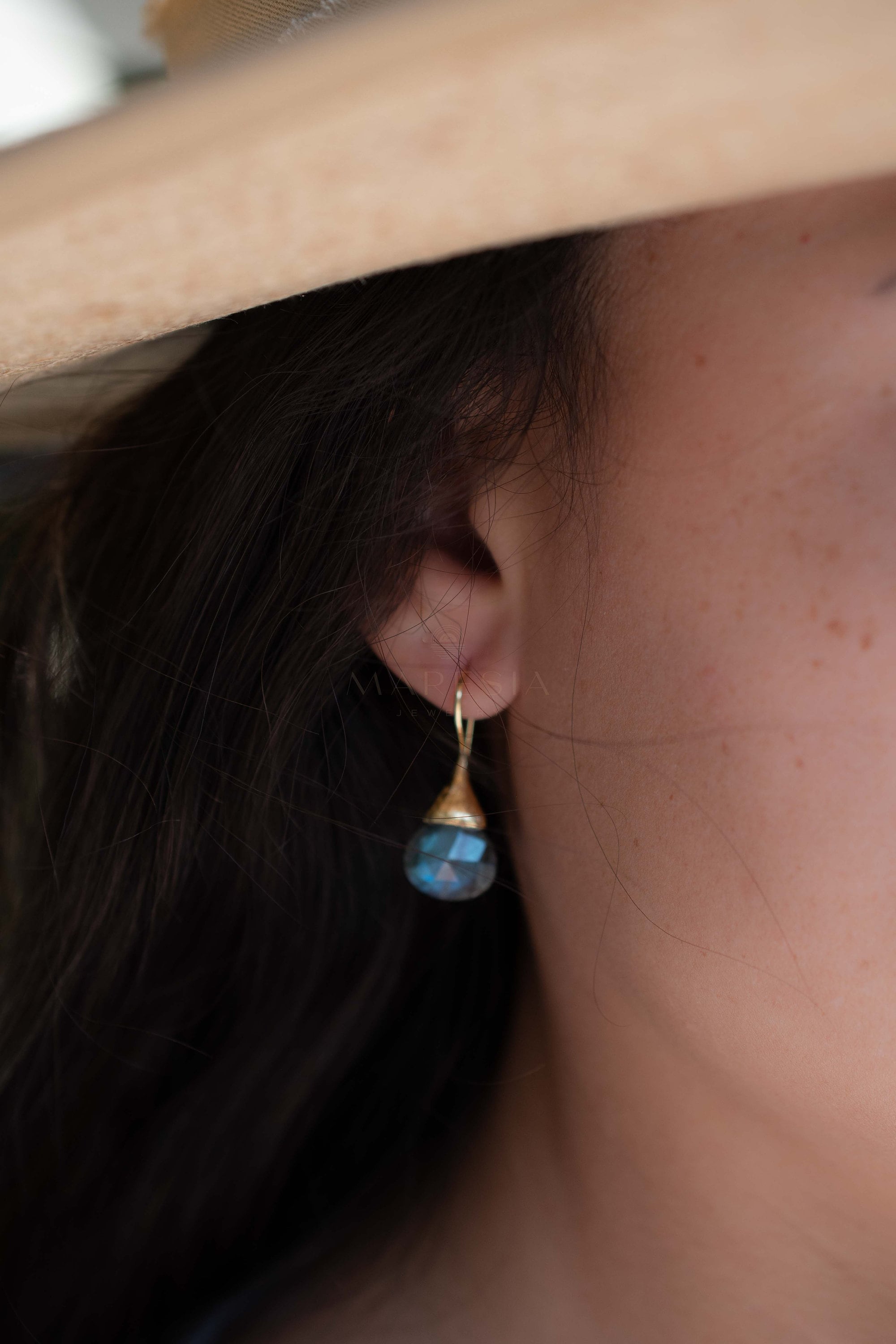 Labradorite Tear Drop Earrings ~ Jewelry ~ 18k Gold Plated ~ Natural ~ Minimalist Everyday ~ Gift for Her ~ Boho ~ Hippie ~ ME187