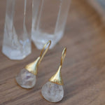 Moonstone Tear Drop Earrings ~ Gold Plated ~Dangle ~ Jewelry ~ Natural ~ Organic ~ Everyday~ Delicate~ minimalist Boho ~ Hippie ~ ME225