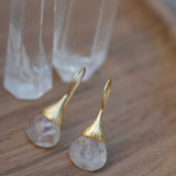 Moonstone Tear Drop Earrings ~ Gold Plated ~Dangle ~ Jewelry ~ Natural ~ Organic ~ Everyday~ Delicate~ minimalist Boho ~ Hippie ~ ME225