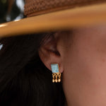 Delicate Larimar Earrings ~ Gemstone ~ Post ~ Stud ~ Sterling Silver 925 or Gold plated over Sterling silver ~ Jewelry ~ ME227