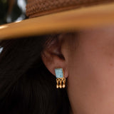 Delicate Larimar Earrings ~ Gemstone ~ Post ~ Stud ~ Sterling Silver 925 or Gold plated over Sterling silver ~ Jewelry ~ ME227