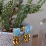 Delicate Larimar Earrings ~ Gemstone ~ Post ~ Stud ~ Sterling Silver 925 or Gold plated over Sterling silver ~ Jewelry ~ ME227