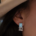 Delicate Larimar Earrings ~ Gemstone ~ Post ~ Stud ~ Sterling Silver 925 or Gold plated over Sterling silver ~ Jewelry ~ ME227