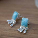 Delicate Larimar Earrings ~ Gemstone ~ Post ~ Stud ~ Sterling Silver 925 or Gold plated over Sterling silver ~ Jewelry ~ ME227