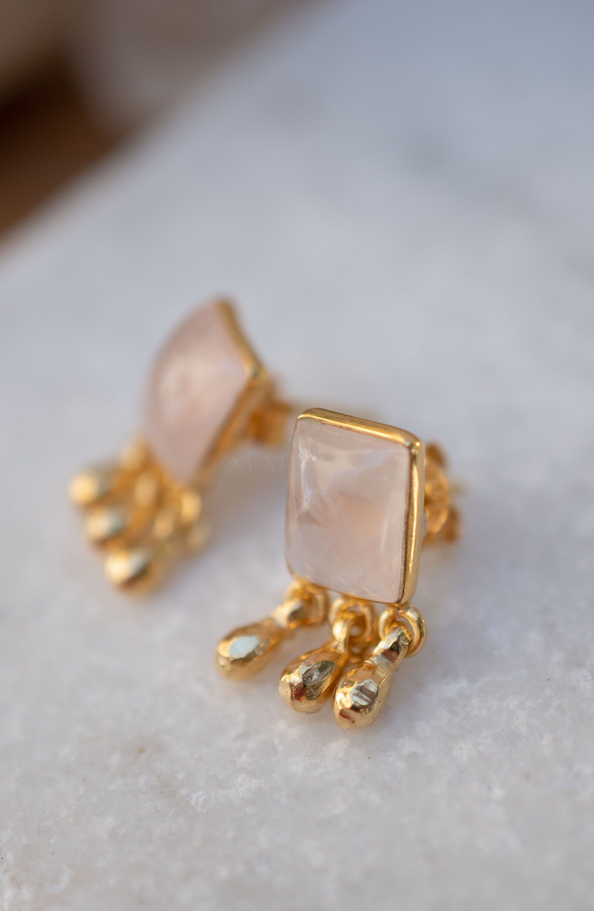 Rose Quartz Earrings ~ Sterling Silver or 18k Gold Plated over Sterling Silver ~ Stud ~ Jewelry ~ Natural ~ Minimalist Everyday ~ ME2