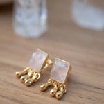 Rose Quartz Earrings ~ Sterling Silver or 18k Gold Plated over Sterling Silver ~ Stud ~ Jewelry ~ Natural ~ Minimalist Everyday ~ ME2