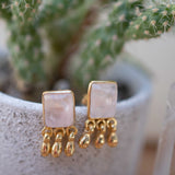 Rose Quartz Earrings ~ Sterling Silver or 18k Gold Plated over Sterling Silver ~ Stud ~ Jewelry ~ Natural ~ Minimalist Everyday ~ ME2