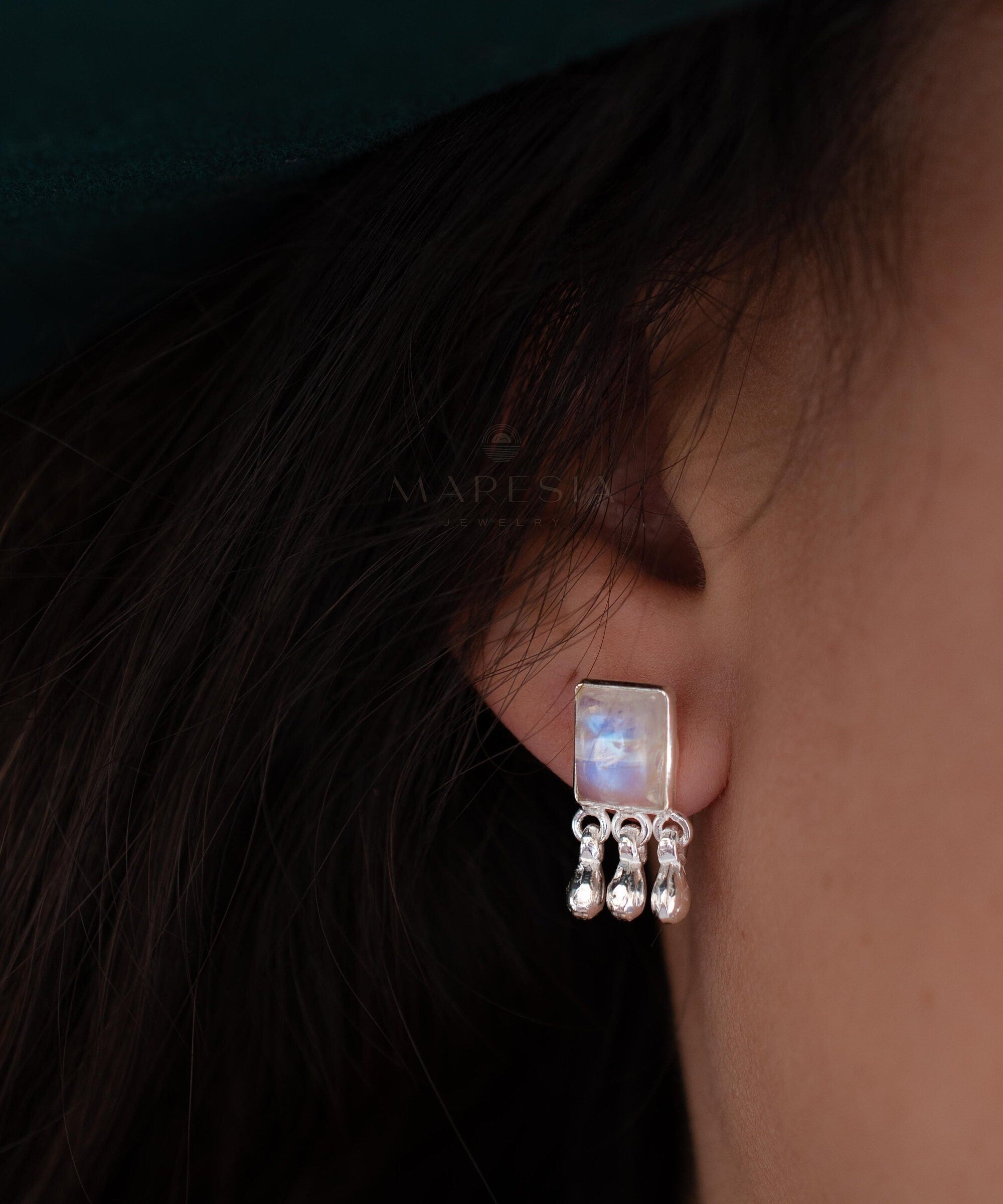 Delicate Moonstone Earrings ~ Sterling Silver 925 or Gold Plated over Sterling Silver ~ Gemstone ~ Post ~ Stud ~Handmade ~ Jewelry ~ ME229