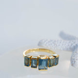 Iolite Hydro Ring ~ Rectangular Stone ~ 18k Gold Plated ~ Jewelry ~ Handmade ~ Boho ~ MR338