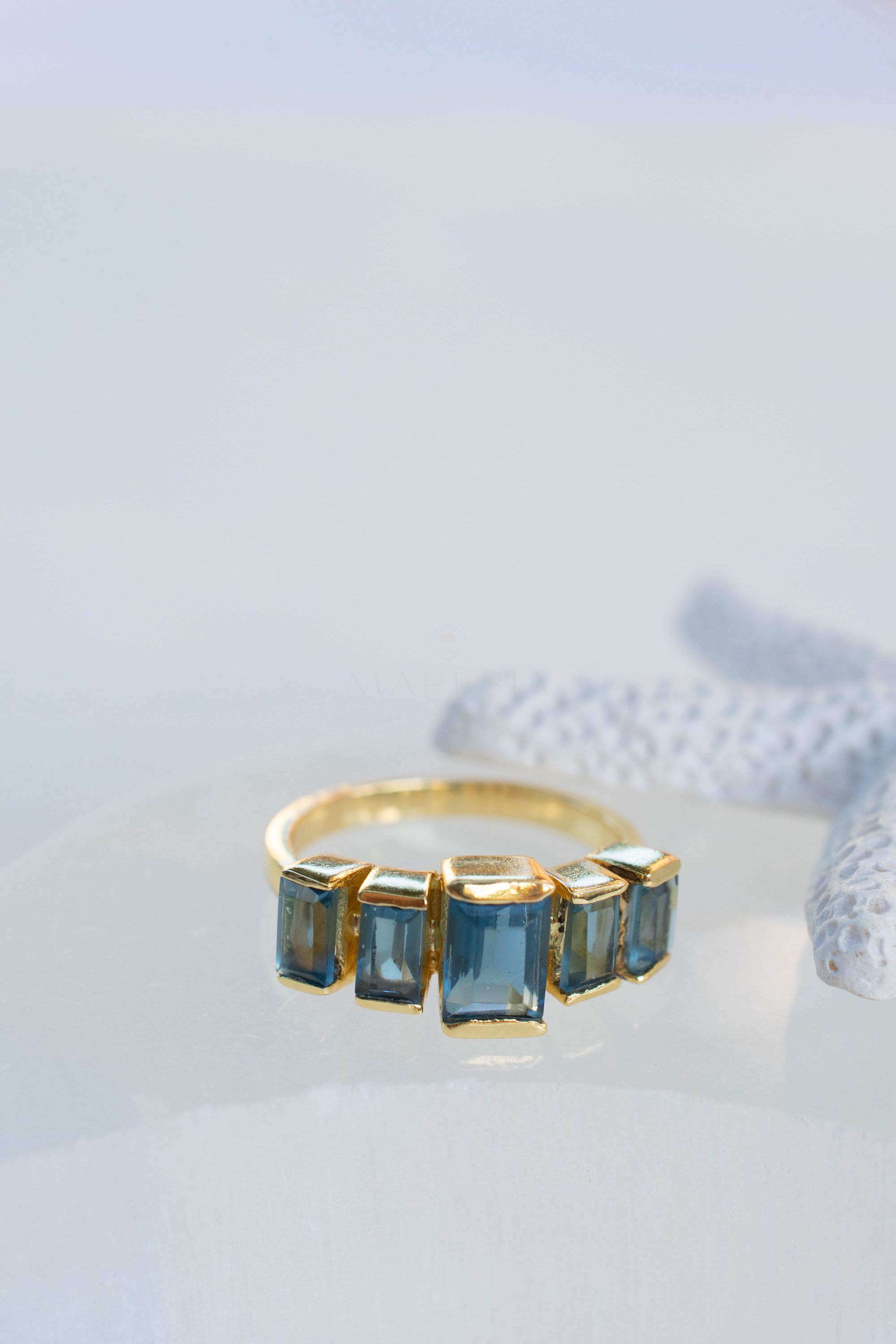 Iolite Hydro Ring ~ Rectangular Stone ~ 18k Gold Plated ~ Jewelry ~ Handmade ~ Boho ~ MR338