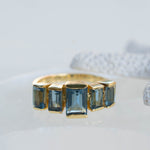 Iolite Hydro Ring ~ Rectangular Stone ~ 18k Gold Plated ~ Jewelry ~ Handmade ~ Boho ~ MR338