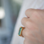Green Amethyst Hydro Ring ~ Rectangular Stone ~ 18k Gold Plated ~ Jewelry ~ Handmade ~ Boho ~ MR343