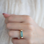 Green Amethyst Hydro Ring ~ Rectangular Stone ~ 18k Gold Plated ~ Jewelry ~ Handmade ~ Boho ~ MR343