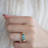 Green Amethyst Hydro Ring ~ Rectangular Stone ~ 18k Gold Plated ~ Jewelry ~ Handmade ~ Boho ~ MR343