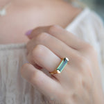 Green Amethyst Hydro Ring ~ Rectangular Stone ~ 18k Gold Plated ~ Jewelry ~ Handmade ~ Boho ~ MR343