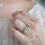 Green Amethyst Hydro Ring ~ Rectangular Stone ~ 18k Gold Plated ~ Jewelry ~ Handmade ~ Boho ~ MR343