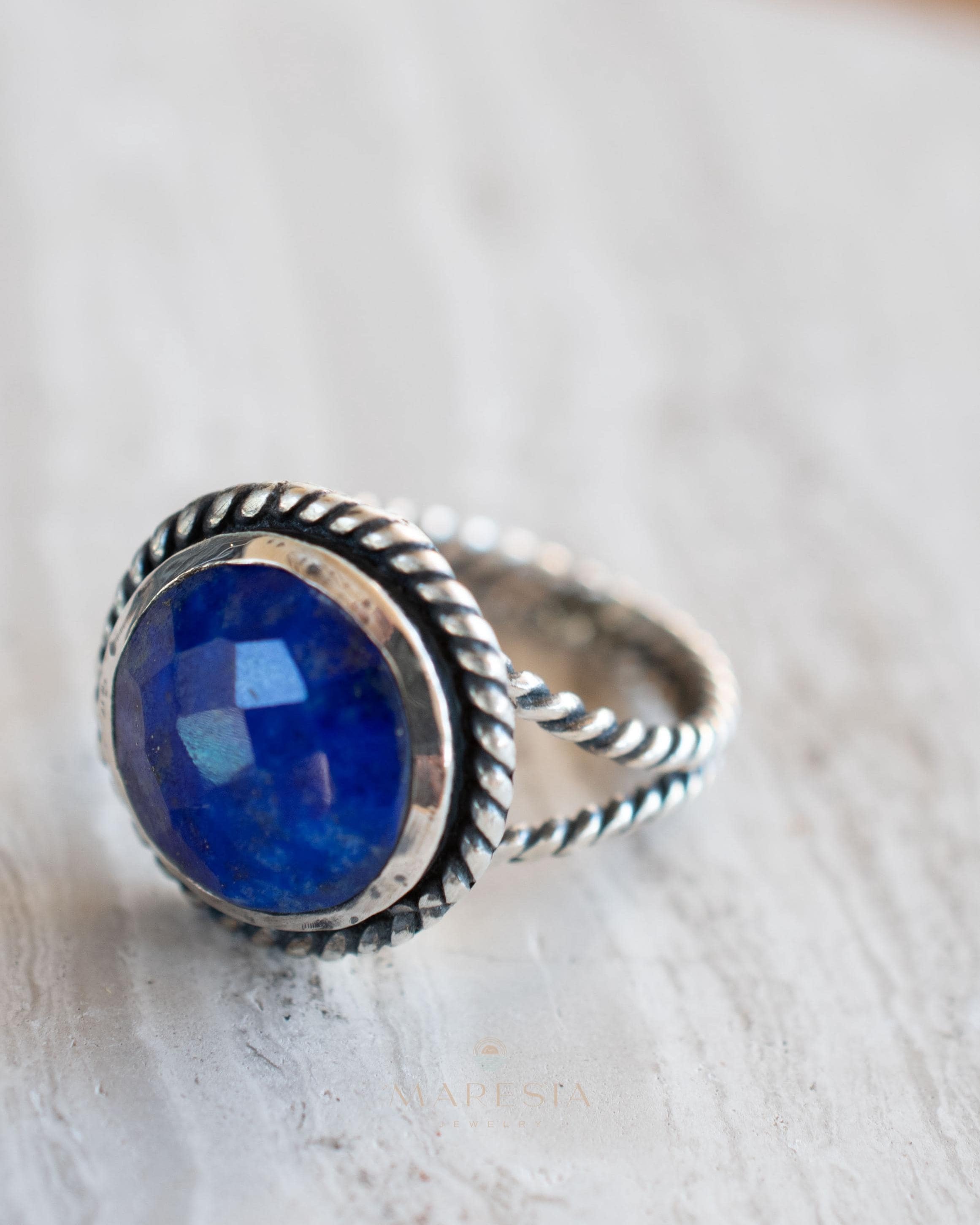 Lapis Lazuli Ring ~ Sterling Silver 925 ~ Handmade ~ Gemstone ~ Everyday ~Solitaire ~Hippie ~Bohemian ~MR340