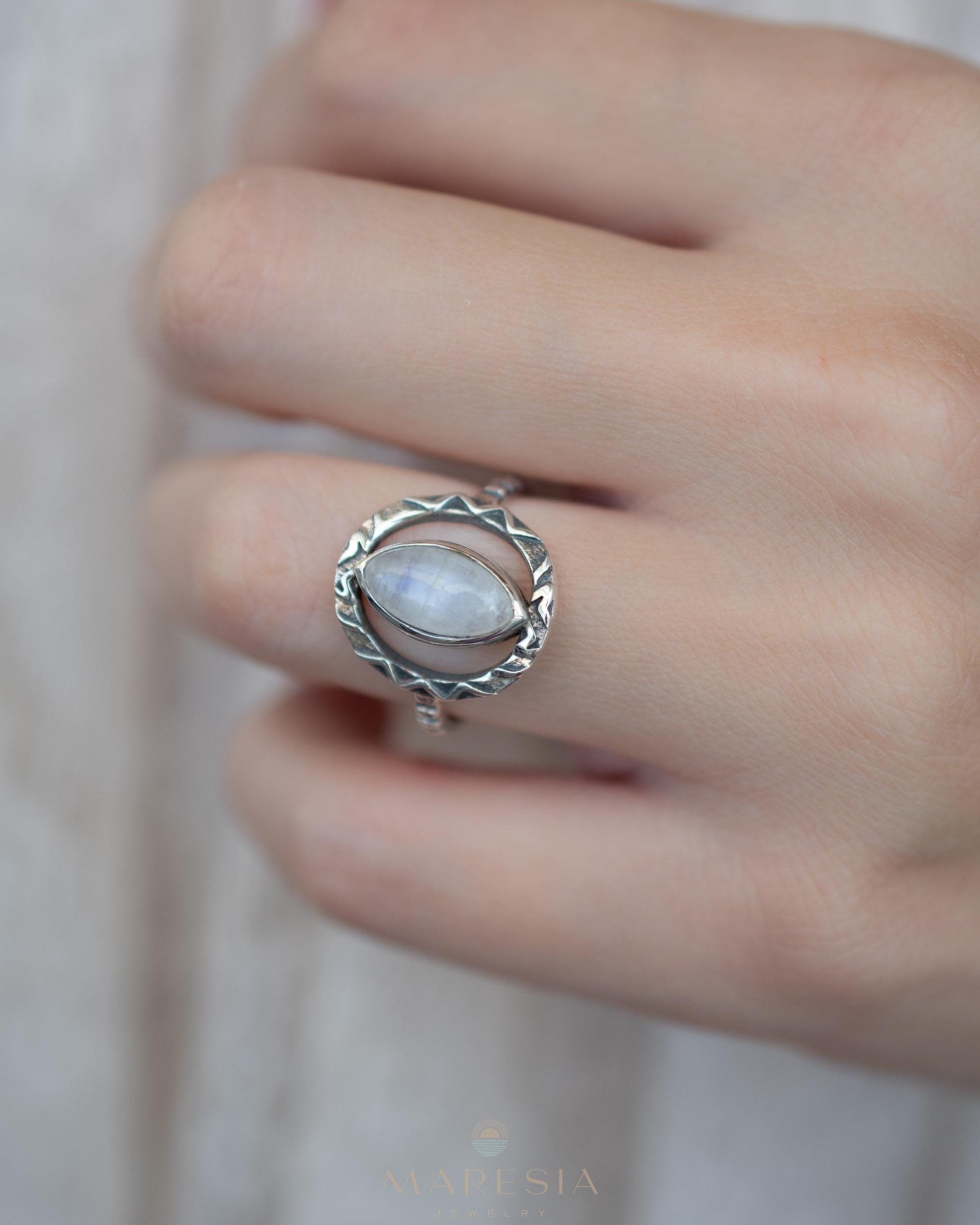 Moonstone Ring ~ Sterling Silver 925 ~ Handmade ~ Gemstone ~ Statement ~ Everyday ~ Hippie ~Bohemian~June Birthstone~MR342