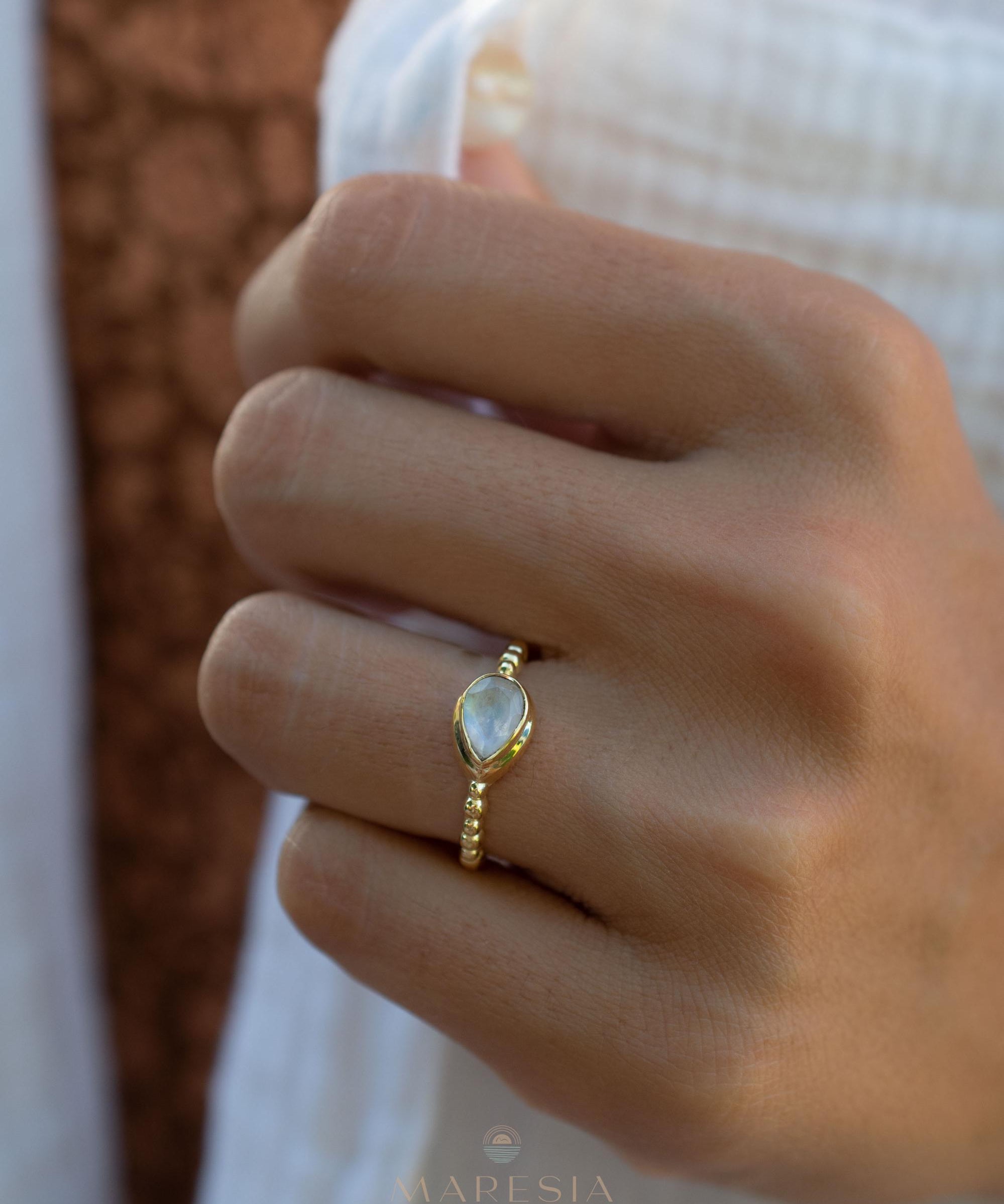 Moonstone Ring~ Gold Plated over Sterling Silver 925 ~ Handmade ~ Gemstone ~ Hippie ~Bohemian~June Birthstone~MR351