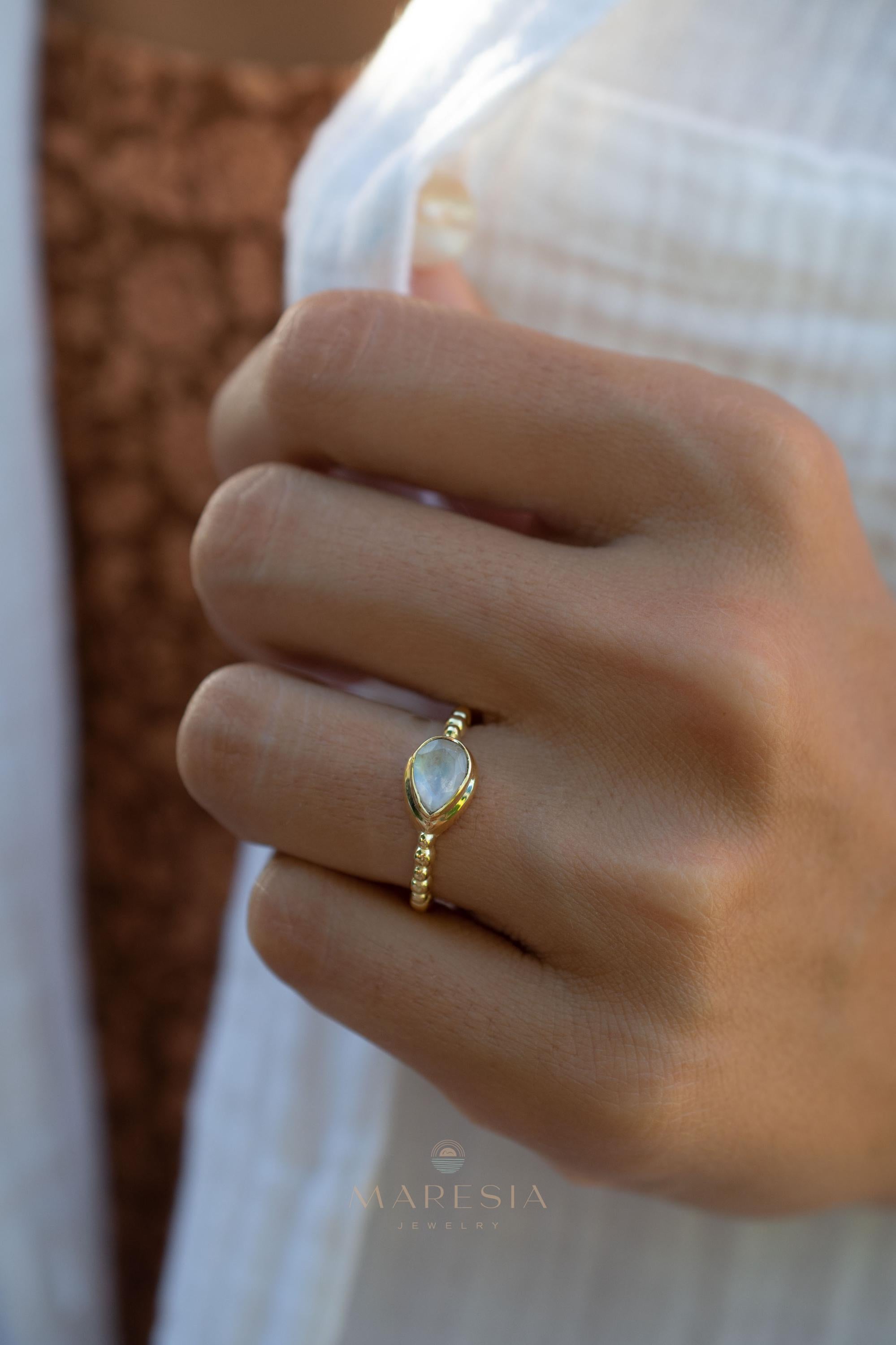 Moonstone Ring~ Gold Plated over Sterling Silver 925 ~ Handmade ~ Gemstone ~ Hippie ~Bohemian~June Birthstone~MR351
