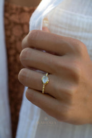 Moonstone Ring~ Gold Plated over Sterling Silver 925 ~ Handmade ~ Gemstone ~ Hippie ~Bohemian~June Birthstone~MR351