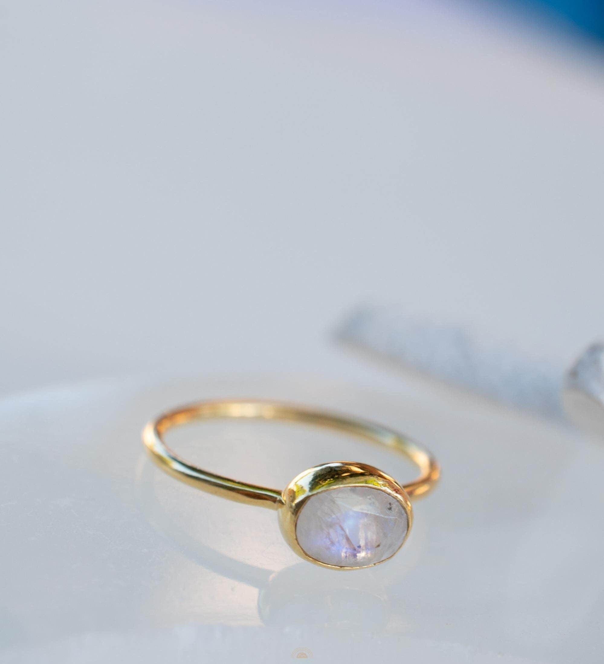 Moonstone Ring~ Gold Plated over Sterling Silver 925 ~ Handmade ~ Gemstone ~ Hippie ~Bohemian~June Birthstone~MR345