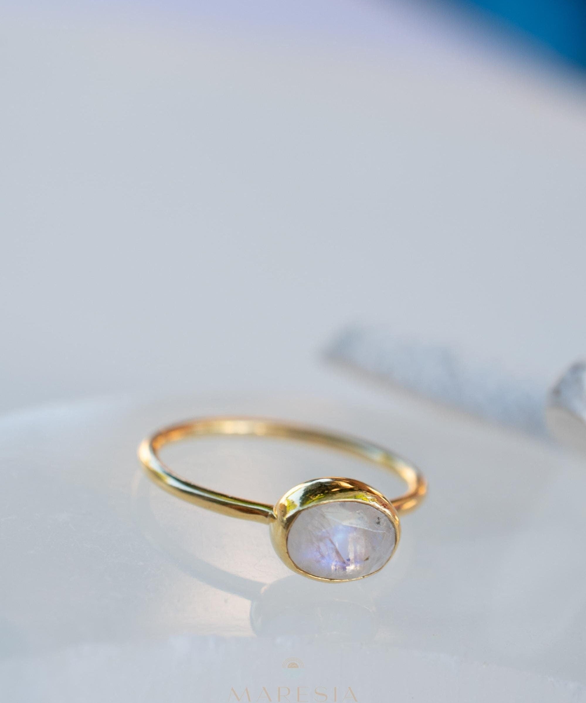Moonstone Ring~ Gold Plated over Sterling Silver 925 ~ Handmade ~ Gemstone ~ Hippie ~Bohemian~June Birthstone~MR345