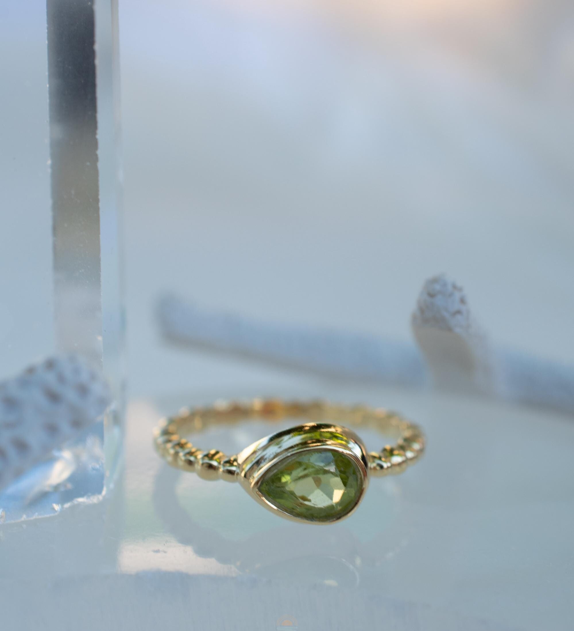 Peridot Gold Ring ~ Delicate ~ 18k Gold Plated over Sterling Silver ~ Handmade ~ Gemstone~Statement ~Everyday~Bohemian~Stackable MR352