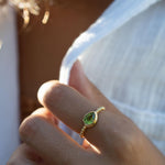 Peridot Gold Ring ~ Delicate ~ 18k Gold Plated over Sterling Silver ~ Handmade ~ Gemstone~Statement ~Everyday~Bohemian~Stackable MR352