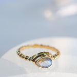 Rainbow Labradorite Tear Drop Ring ~ Gemstone ~ Natural ~ 18k Gold Plated over Sterling Silver ~Jewelry ~ Handmade~February Birthstone MR353