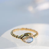 Rainbow Labradorite Tear Drop Ring ~ Gemstone ~ Natural ~ 18k Gold Plated over Sterling Silver ~Jewelry ~ Handmade~February Birthstone MR353