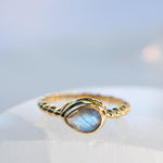 Rainbow Labradorite Tear Drop Ring ~ Gemstone ~ Natural ~ 18k Gold Plated over Sterling Silver ~Jewelry ~ Handmade~February Birthstone MR353