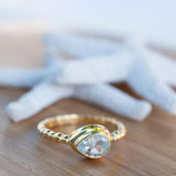 Blue Topaz Ring ~ Gold Plated over Sterling Silver 925 ~Jewelry ~ Handmade ~ Everyday ~ Delicate ~December Birthstone ~Bohemian ~MR354