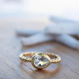 Blue Topaz Ring ~ Gold Plated over Sterling Silver 925 ~Jewelry ~ Handmade ~ Everyday ~ Delicate ~December Birthstone ~Bohemian ~MR354