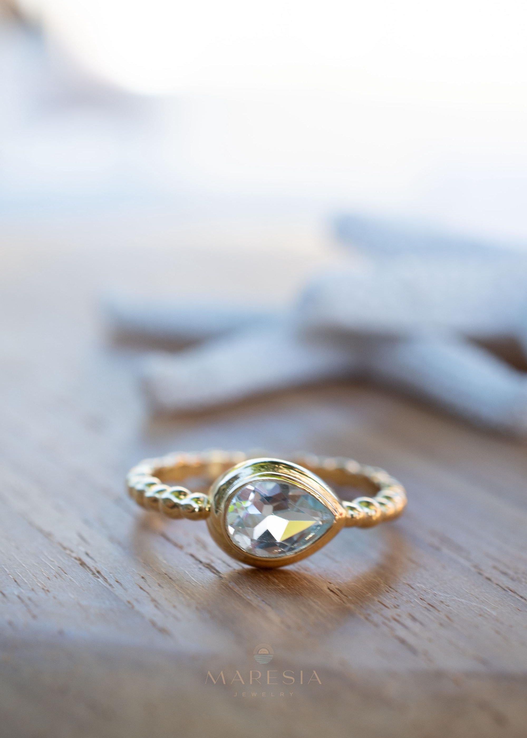 Blue Topaz Ring ~ Gold Plated over Sterling Silver 925 ~Jewelry ~ Handmade ~ Everyday ~ Delicate ~December Birthstone ~Bohemian ~MR354