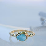 Larimar Ring ~ Statement ~ Gold Plated over Sterling Silver 925 ~ Gemstone ~ Semi Precious Stone ~ Blue ~ Natural ~ Organic~Thin Band~ MR355