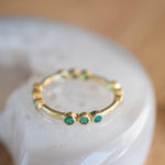 Green Onyx & Labradorite Ring~ Gemstone ~ Stackable~ Natural ~ 18k Gold Plated ~ Jewelry ~ Handmade~MR341