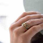 Green Onyx & Labradorite Ring~ Gemstone ~ Stackable~ Natural ~ 18k Gold Plated ~ Jewelry ~ Handmade~MR341