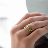 Green Onyx & Labradorite Ring~ Gemstone ~ Stackable~ Natural ~ 18k Gold Plated ~ Jewelry ~ Handmade~MR341