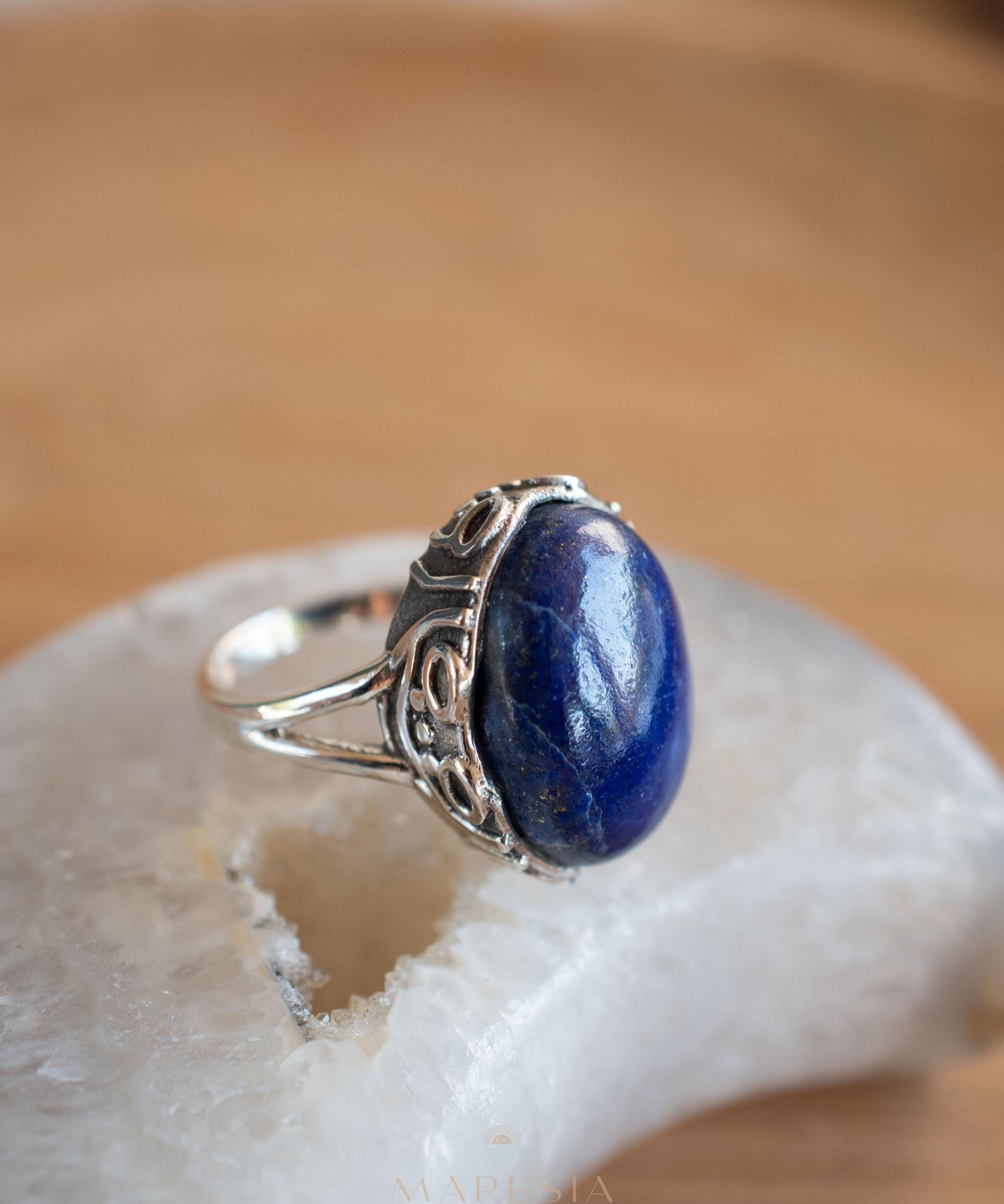 Lapis Lazuli Ring ~ Sterling Silver 925 ~ Handmade ~ Gemstone ~ Everyday ~Solitaire ~Hippie ~Bohemian ~MR339
