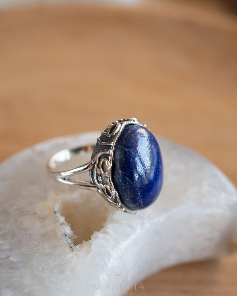 Lapis Lazuli Ring ~ Sterling Silver 925 ~ Handmade ~ Gemstone ~ Everyday ~Solitaire ~Hippie ~Bohemian ~MR339