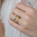 Green Onyx & Labradorite Ring~ Gemstone ~ Stackable~ Natural ~ 18k Gold Plated ~ Jewelry ~ Handmade~MR341