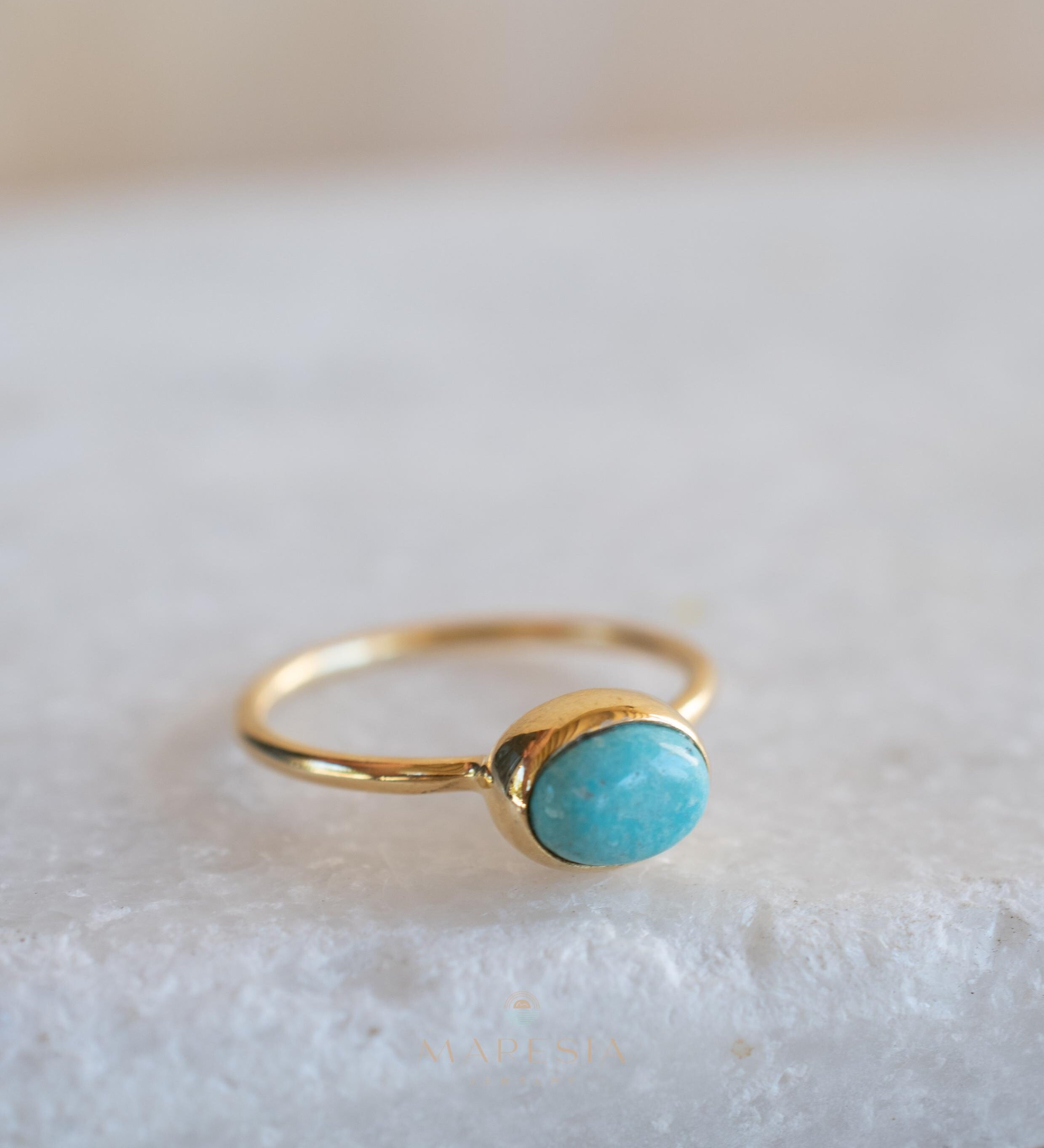 Turquoise Ring ~ Gemstone ~ Natural ~ Gold Plated over Sterling Silver 925~ Jewelry ~ Handmade ~ December Birthstone MR347