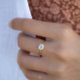 Moonstone Ring~ Gold Plated over Sterling Silver 925 ~ Handmade ~ Gemstone ~ Hippie ~Bohemian~June Birthstone~MR345