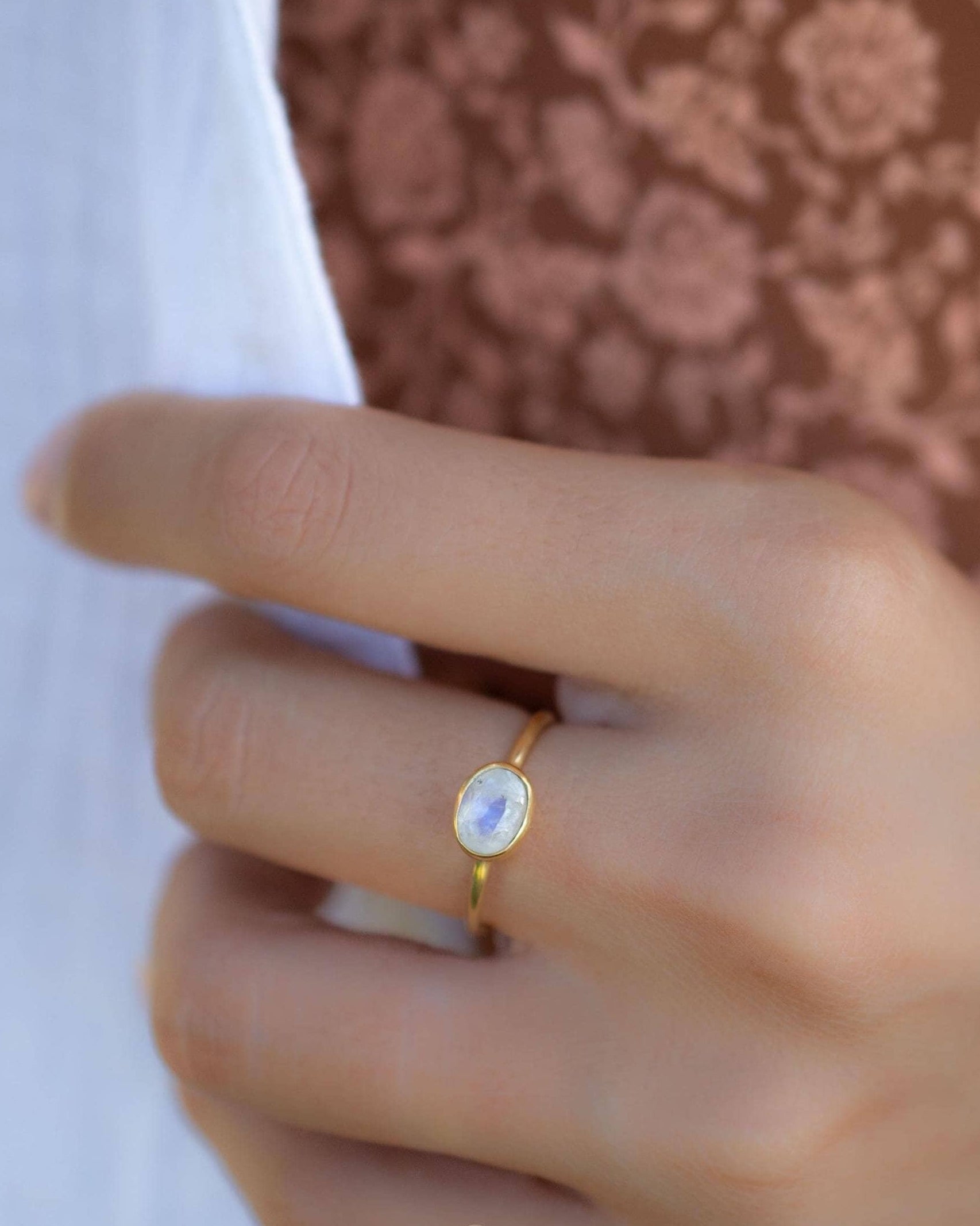 Moonstone Ring~ Gold Plated over Sterling Silver 925 ~ Handmade ~ Gemstone ~ Hippie ~Bohemian~June Birthstone~MR345