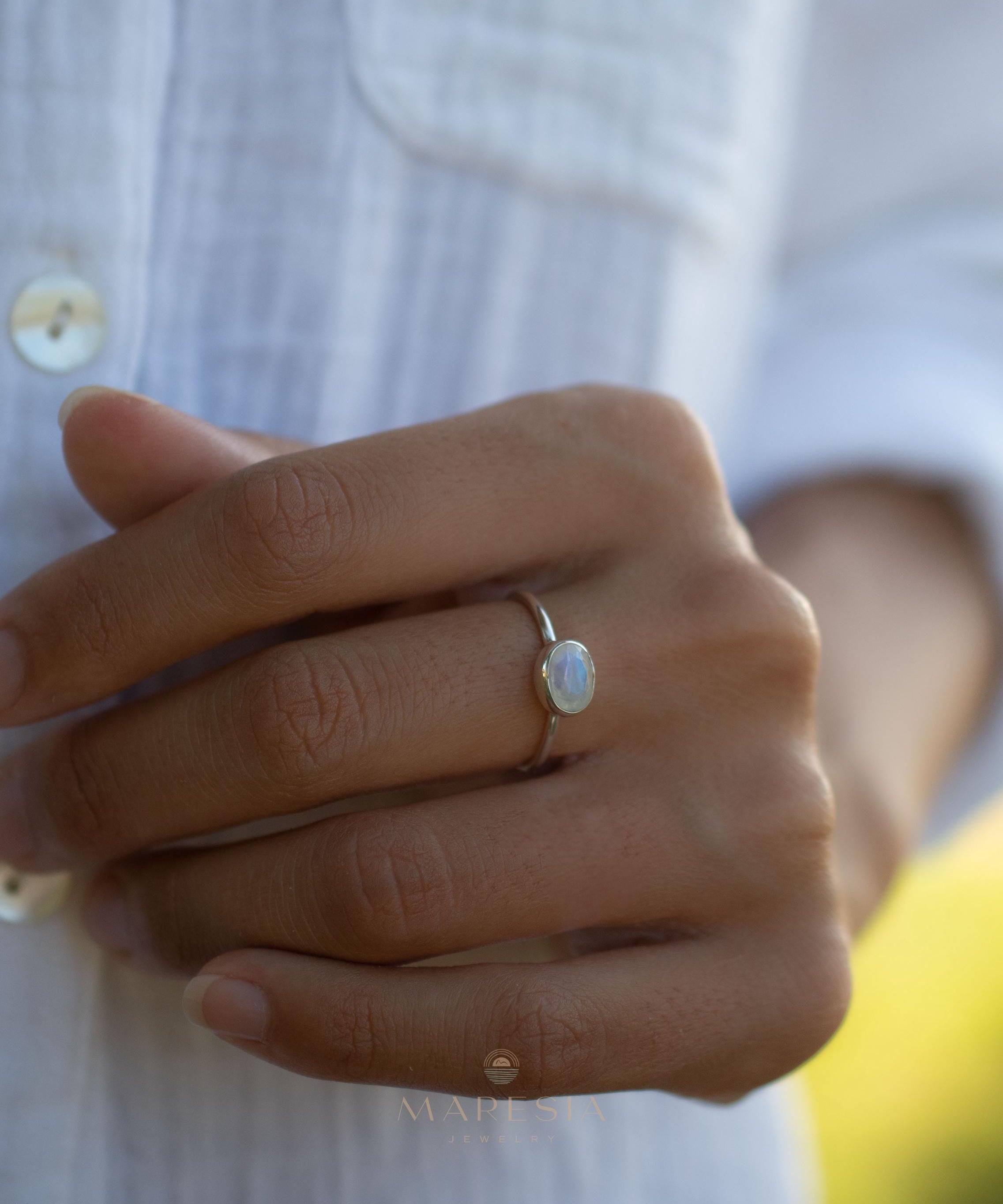 Moonstone Ring~ Sterling Silver 925 ~ Handmade ~ Gemstone ~ Hippie ~Bohemian~June Birthstone~MR346