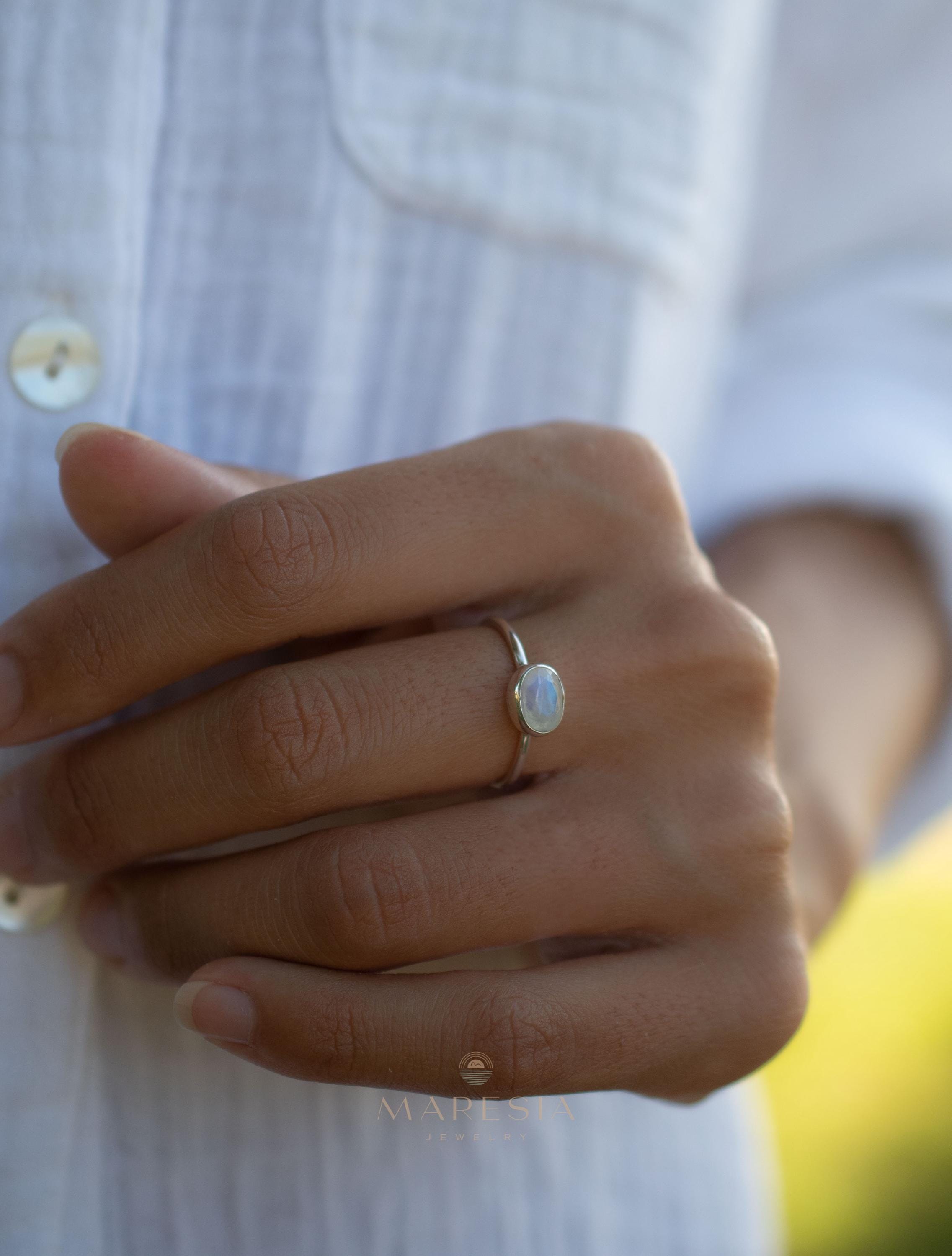 Moonstone Ring~ Sterling Silver 925 ~ Handmade ~ Gemstone ~ Hippie ~Bohemian~June Birthstone~MR346