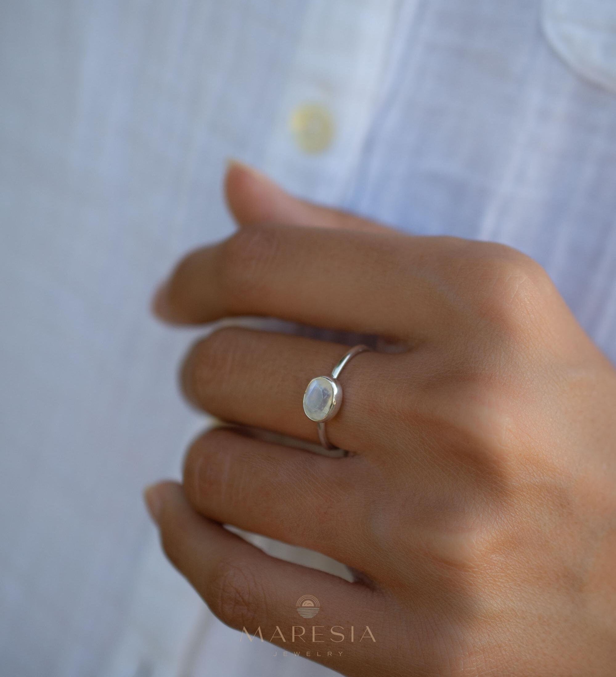 Moonstone Ring~ Sterling Silver 925 ~ Handmade ~ Gemstone ~ Hippie ~Bohemian~June Birthstone~MR346